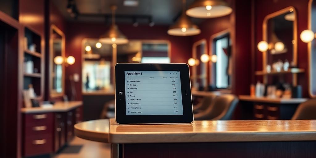 Barbershop with an appointment overview on a tablet