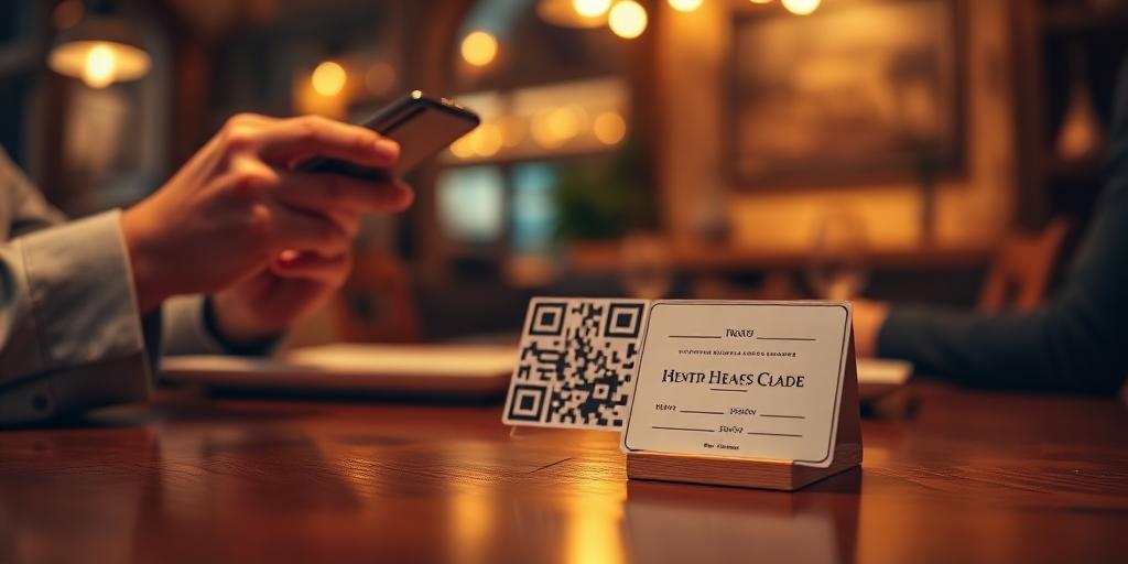 Guest scanning a QR code at a restaurant table