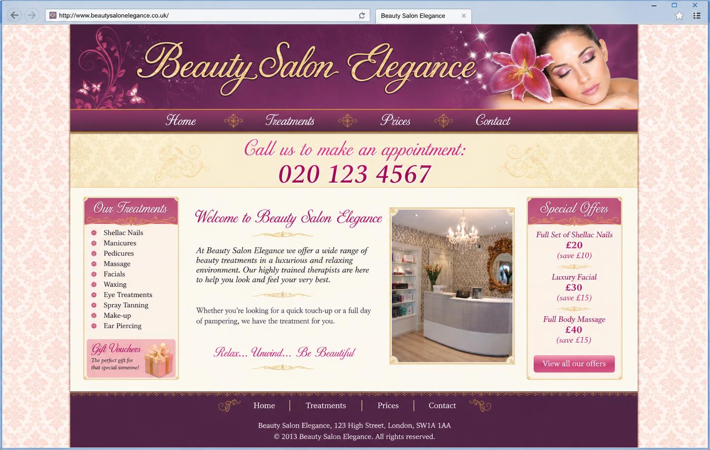 Salonwebsite voor en na de vernieuwing